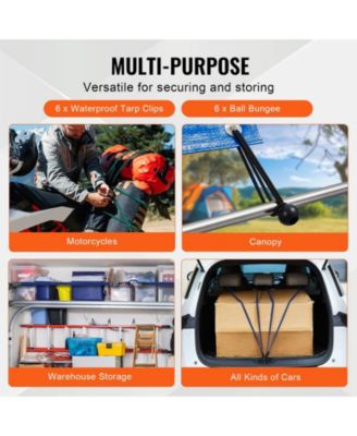 32-Piece Flat Bungee Cord Set, 17mm Heavy-Duty Bungee Straps with A3 Steel J-Hooks, 10-40" Assorted Lengths, Bag & Clips