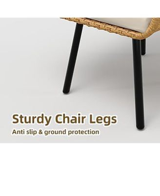 3 Piece Outdoor Wicker Patio Bistro Set, Rattan Conversation Set with Glass Top Coffee Table