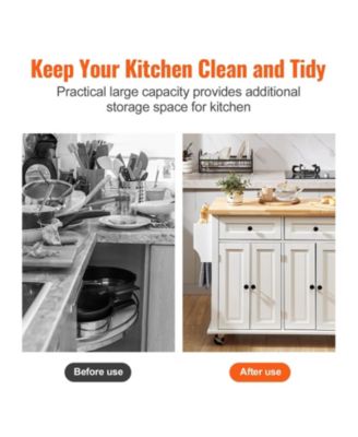 Kitchen Island Cart, 35.4" Rolling Storage Cart with Solid Wood Top, Drawer & Cabinet