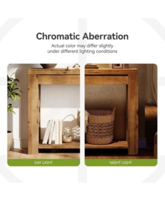 Solid Wood Console Table, Farmhouse 2-Tier Entryway Table, 43.3-Inch Narrow Sofa Table Behind The Couch