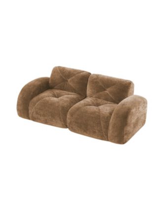2-Seater Tufted Sofa Couches with Soft Velvet Fabric and No Assembly Required