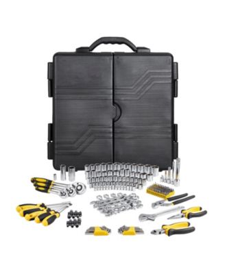 207-Piece Mechanics Tool Set, 1/4" 3/8" 1/2" Drive SAE & Metric Sockets, Wrenches, Bits & Case, Auto Repair Kit