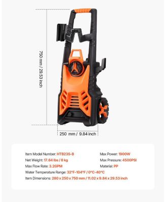 Electric Pressure Washer, 4500 PSI Max, 3.2 GPM, 4 Quick-Connect Nozzles, Foam Cannon, High Power Cleaning Machine