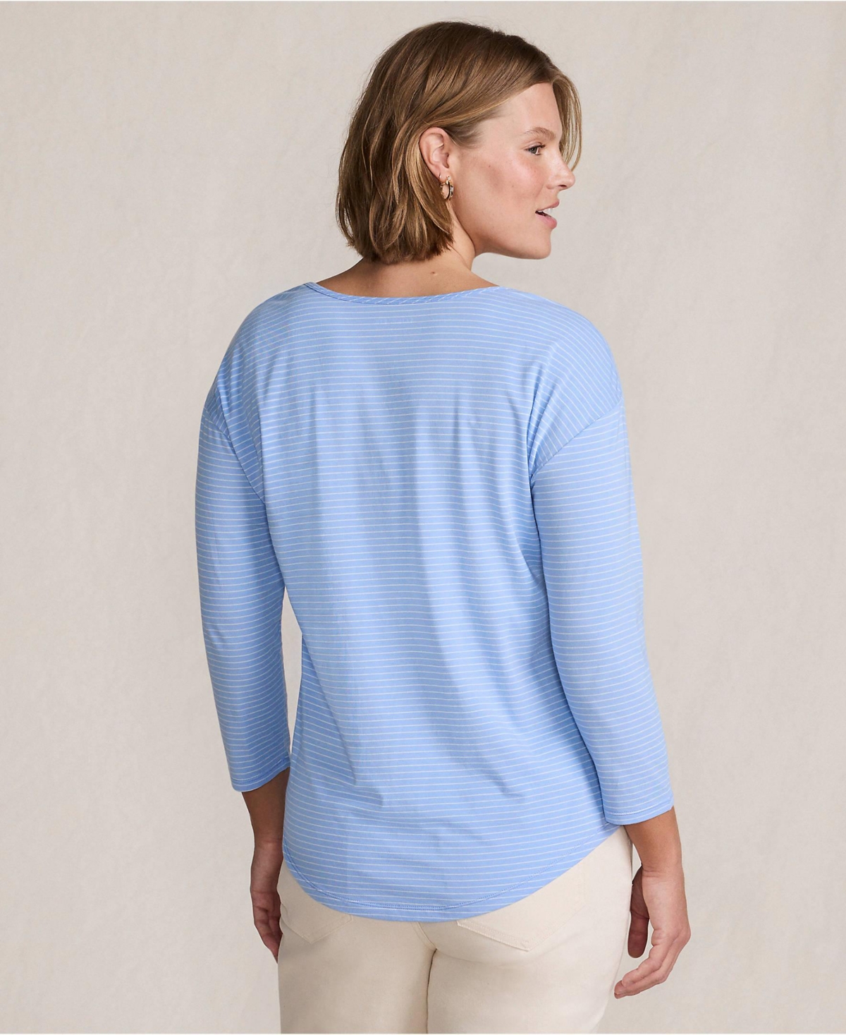 Lands' End Plus 3/4 Sleeve Lightweight Jersey Shirttail Tee