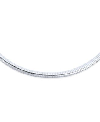 Contoured 6mm Snake Flexible Omega Chain Sterling Silver Choker Collar Necklace Made in Italy 16 Inch