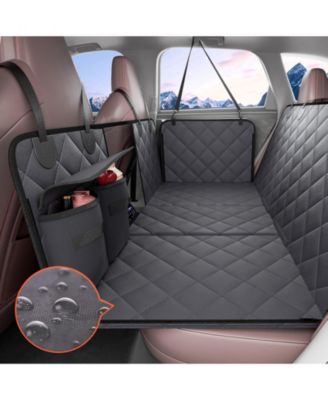 Back Seat Extender for Dogs, Waterproof Hard-Bottom Dog Hammock/Seat Cover, 54 x 24 in, 400 lb Support, Mesh Window & Storage Pocket, Car/SUV
