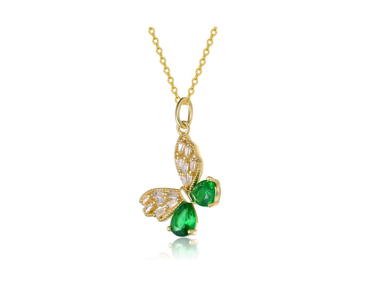 Rachel Glauber Sparkling 14K Gold Plated Cz Butterfly Pendant Necklace