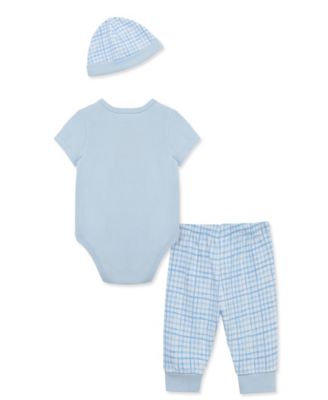 Little Me Baby Boys' Bear Short-Sleeve Bodysuit, Pants & Hat, 3-Piece Set