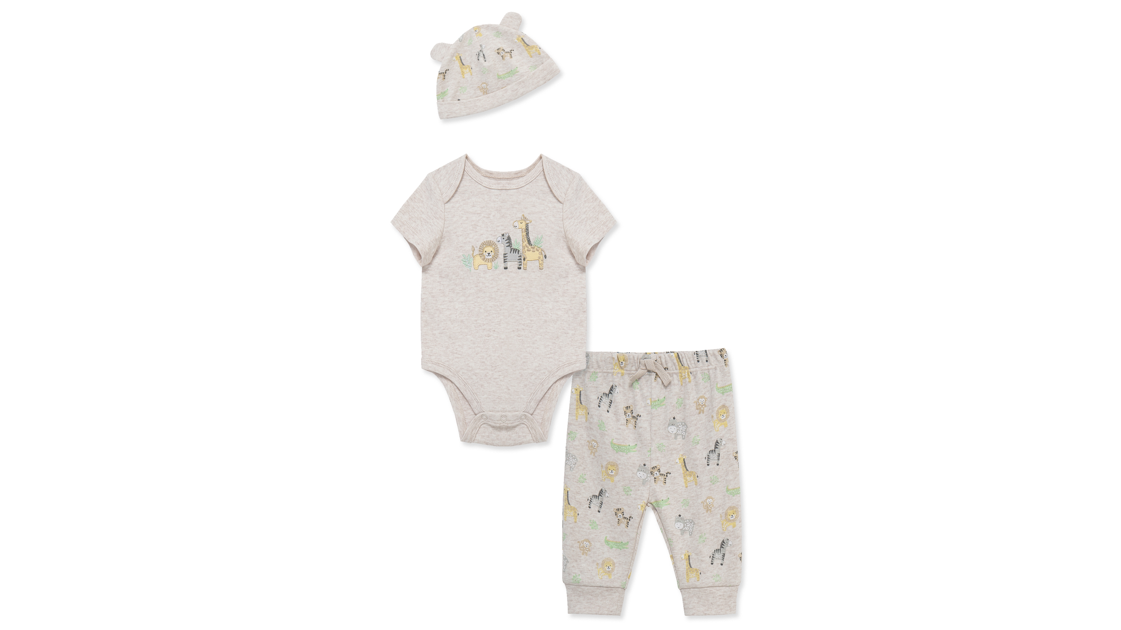 Little Me Baby Boys' Jungle Short-Sleeve Bodysuit, Pants & Hat, 3-Piece Set
