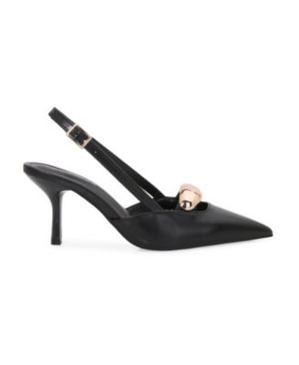 Eltha Slingback Heels with Metallic Dome Accent