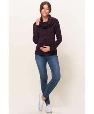 Maternity Cowl Neck Long Sleeve Knit Sweater