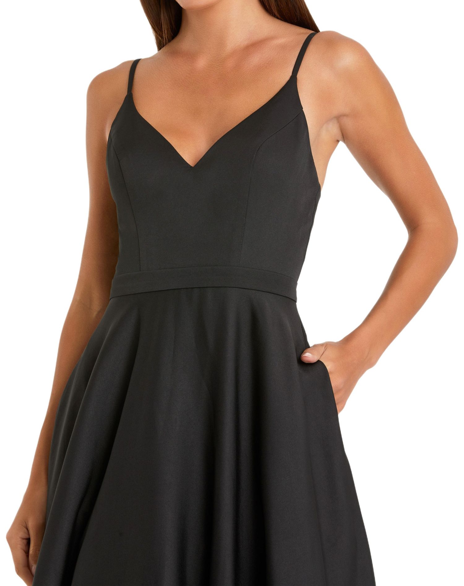 Petite V-Neck Ball Gown with Belted A-Line Skirt
