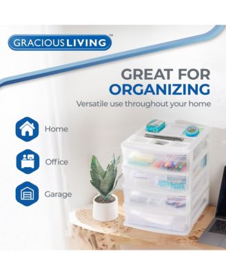 4 Drawer Desktop Countertop Storage with Organizer Lid, White