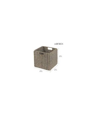 Seagrass Woven Cube Bin Basket Organizer, Handles, 4 Pack - Gray Wash