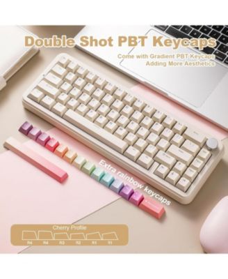 B68 Wireless Mechanical Keyboard,Tri-Mode BT5.0/2.4GHz/USB-C,Cute PBT Keycaps,Hot Swappable Creamy Typing Gasket (Cocoa Cream V2 Switch)