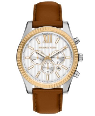 Men's Lexington Chronograph Luggage Leather Watch, 45mm
