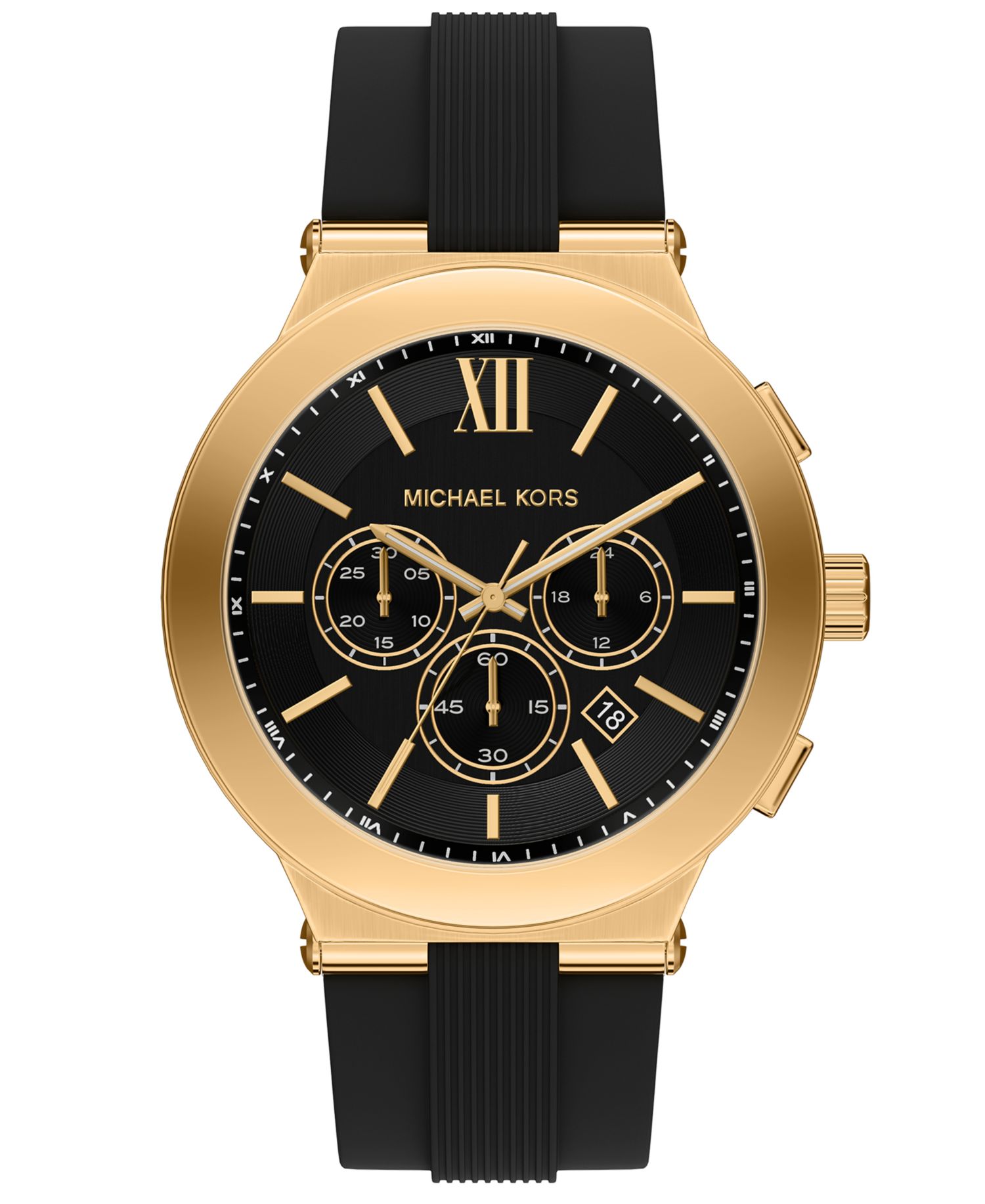 Men's Billie Chronograph Black Silicone Watch, 46mm