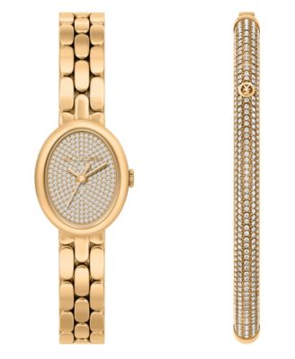 Women's Maude Three-Hand Gold-Tone Stainless Steel Watch and Bracelet Set, 21MM