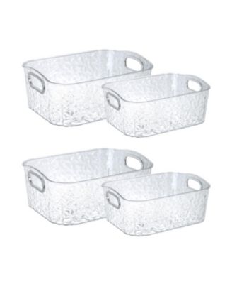 Home 4 Pack Clear Storage Bins with Silver Handles, Container Bins for Organizing - Bathroom, Kitchen, Pantry, Closet, Vanity - 2 Sizes