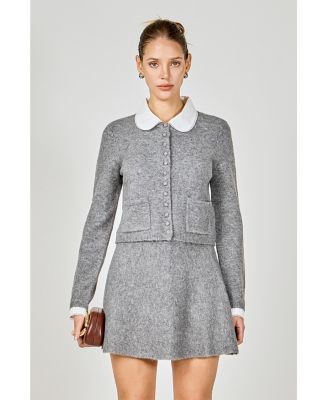 Women's Knit Cardigan with Peter Pan Collar Sweaters