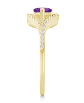 Gemstone and Diamond Ring (1/5 ct. t.w.) in 10K White Gold (also in 10K Yellow Gold)