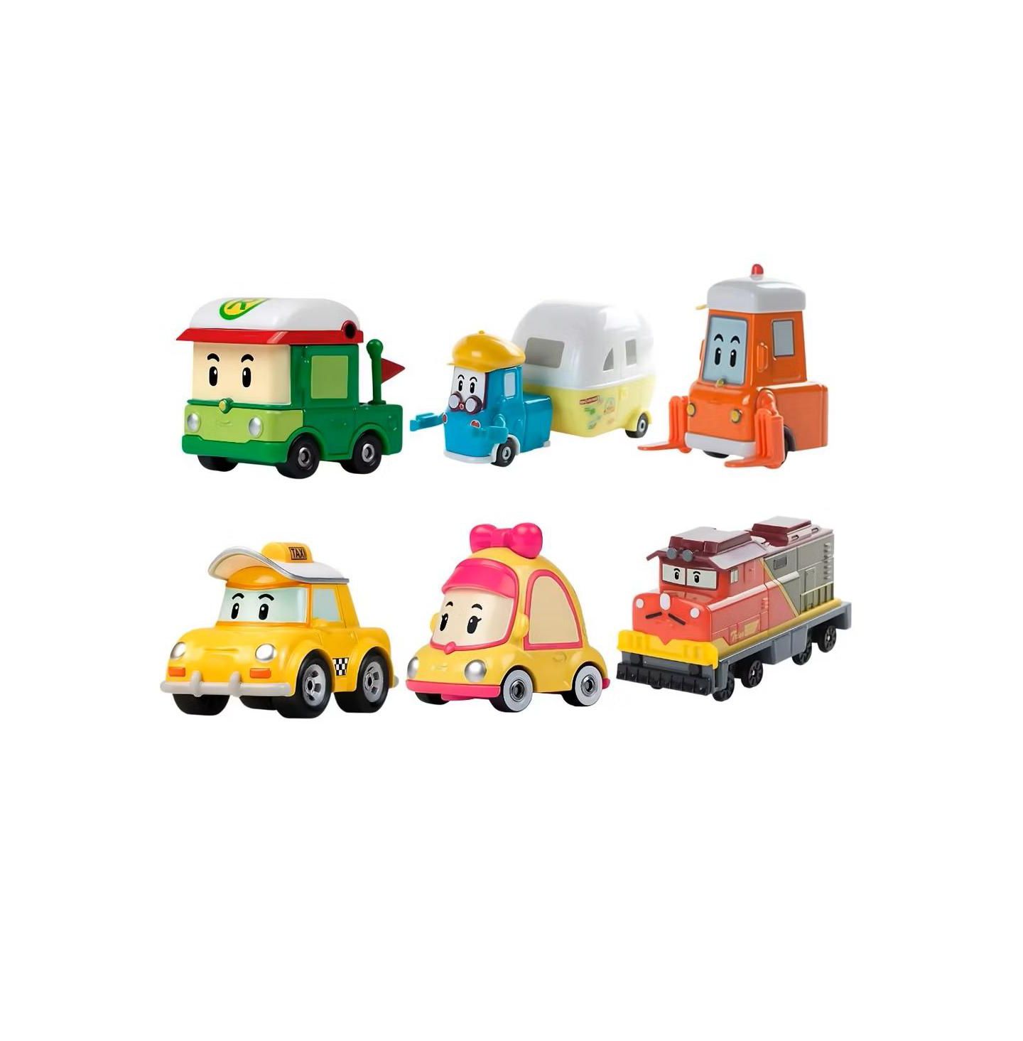Детские игрушки Robocar Poli 6-Pack Die-Cast Metal Toy Cars with Brooms Town Friends (Cap, Mini, Rody, Trino, Camp, Lifty) – Fun Role-Play for Kids — фото 1