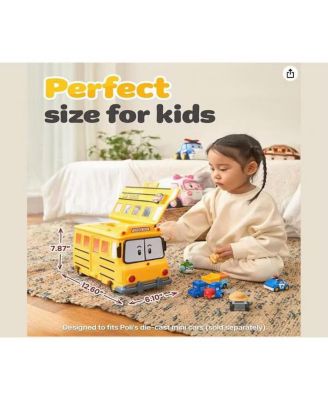School B Carrying Case – 2-in-1 School Bus & Die-Cast Vehicle Storage for Kids (Die-cast Cars Not Included)