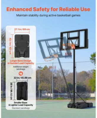 Portable Basketball Hoop, 4.4–10 ft Height Adjustable Stand, Built-In Rolling Wheels, Adjustable Goal System