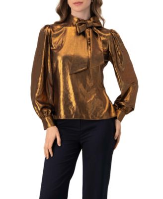Women's Metalic Bow Blouse