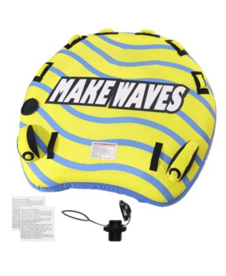 Inflatable Towable Tube for Boating, 1-3 Riders, 510 lbs Capacity, Full Nylon Cover, EVA Grab Handles, Speed Safety Valve