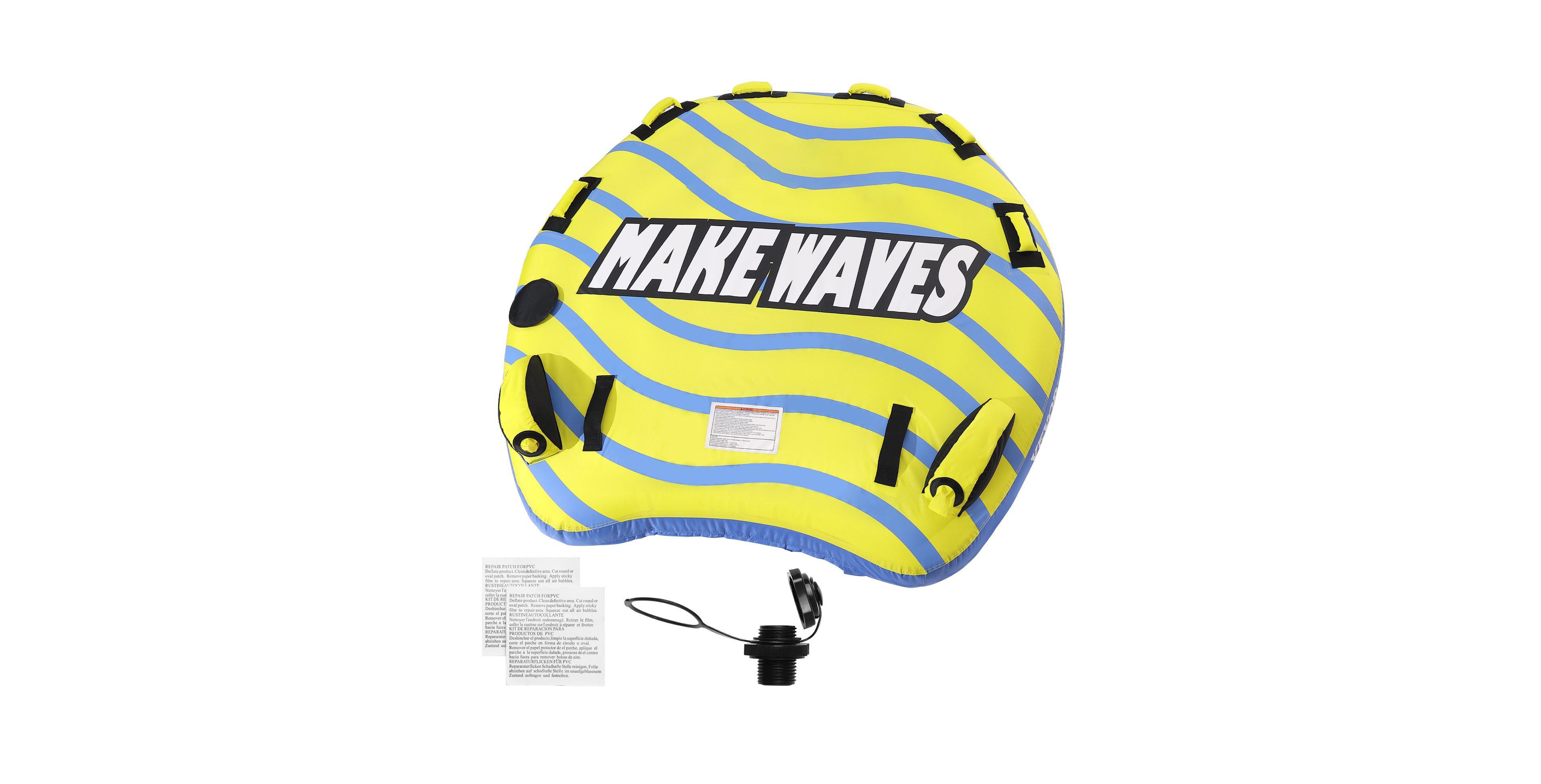 Mecale Inflatable Towable Tube for Boating, 1-3 Riders, 510 lbs Capacity, Full Nylon Cover, Eva Grab Handles, Speed Safety Valve