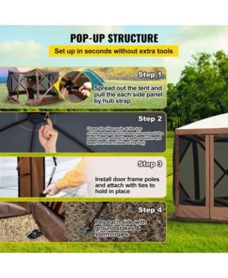 10 x 10 ft 6-Sided Pop-Up Gazebo Screen Tent, Mesh Windows, Carry Bag, Ground Stakes, Outdoor Canopy Shelter