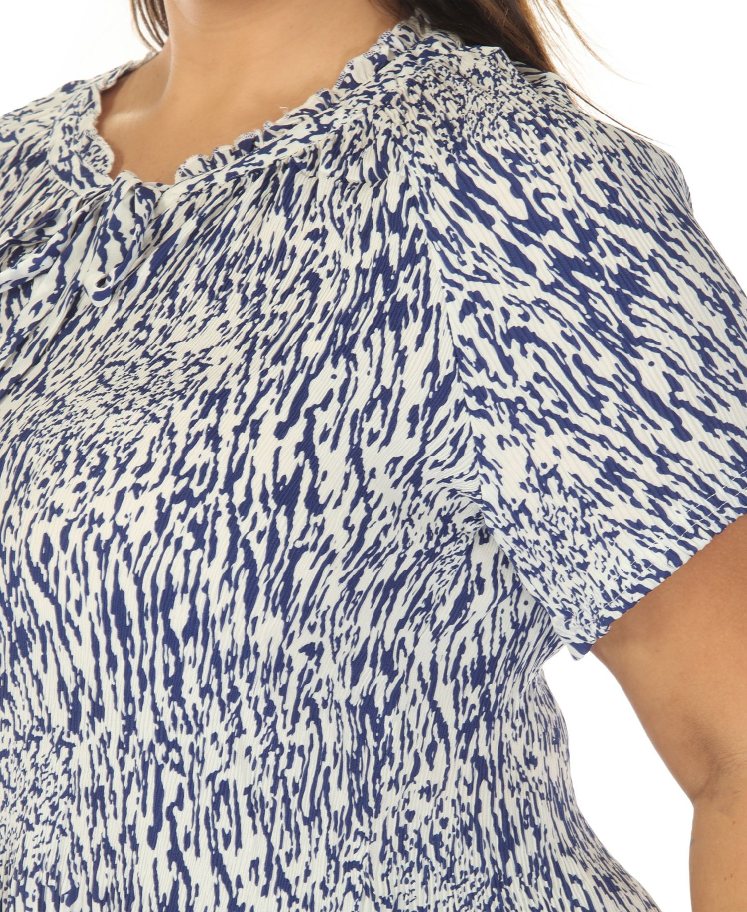 Plus Size Short Sleeve Printed Peplum Top