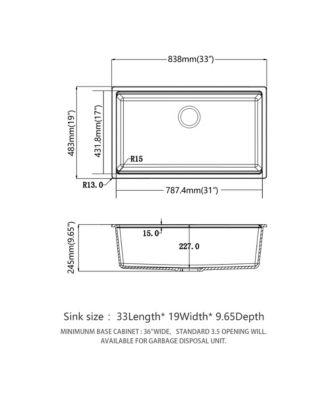 33x19x9.65inch White Quartz Composite Kitchen Sink Workstation Undermount Granite