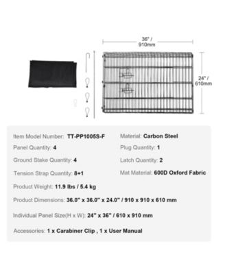 Dog Playpen, 4-Panel 24 x 36 in Foldable Metal Exercise Pen w/ Door & 600D Oxford Bottom Pad, Indoor/Outdoor Pet Fence