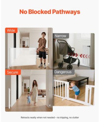 Extra Tall Retractable Baby Gate, 38.5 in Tall, Extends to 57 in Wide, Mesh Safety Gate w/ Security Lock