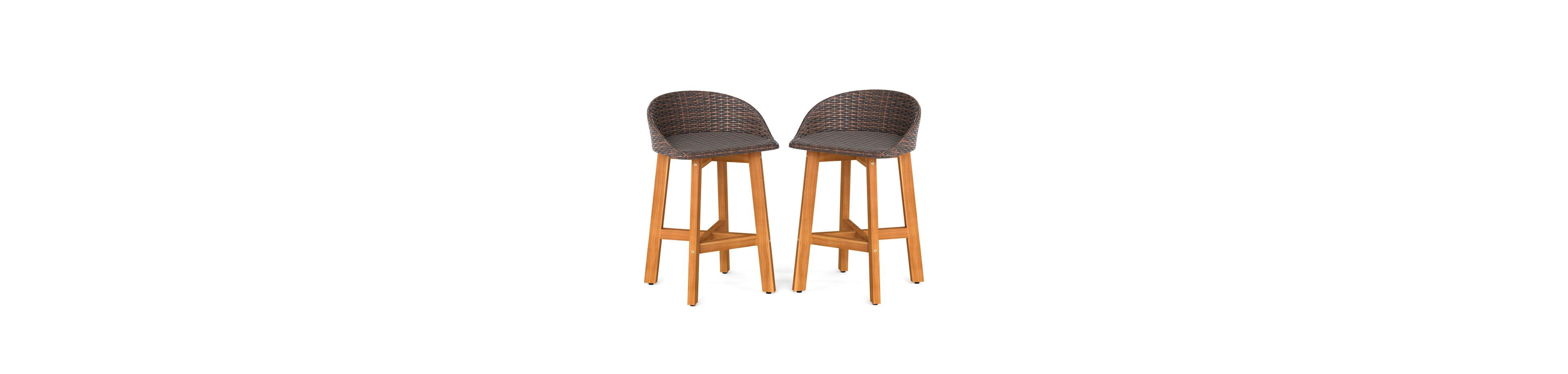 Slickblue 2-Piece Ergonomic Faux Rattan Bar Chairs for Patio