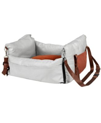 Waterproof Dog Car Booster Seat w/ Side Handles, Storage Pocket & Safety Leash, PP Cotton Fill, Small Dog Car Bed up to 25 lb