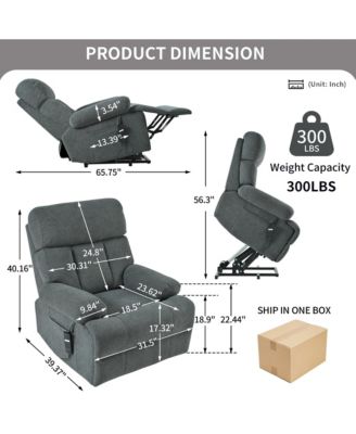 Electric Power Lift Recliner Chair, Extra Wide Heavy Duty Rocker Recliner with Remote, Soft Flannel Fabric for Elderly