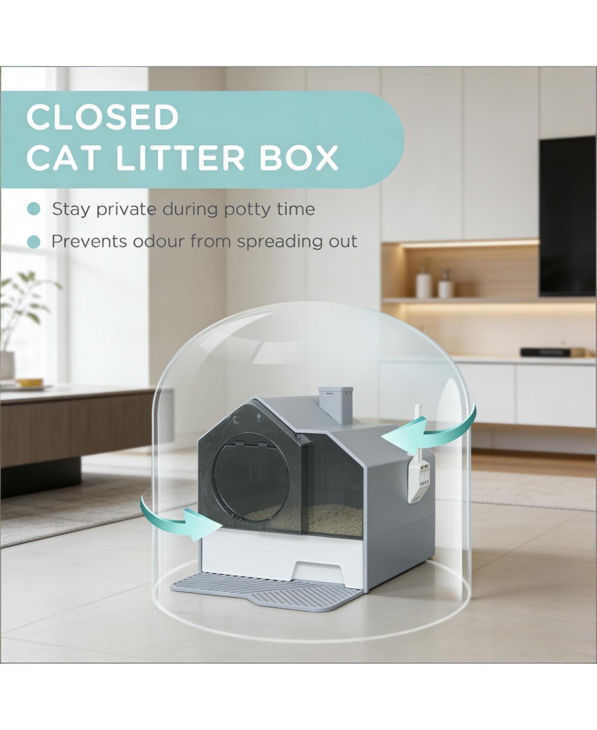 Aostirmotor Easy to Clean Cat Litter Box in Grey