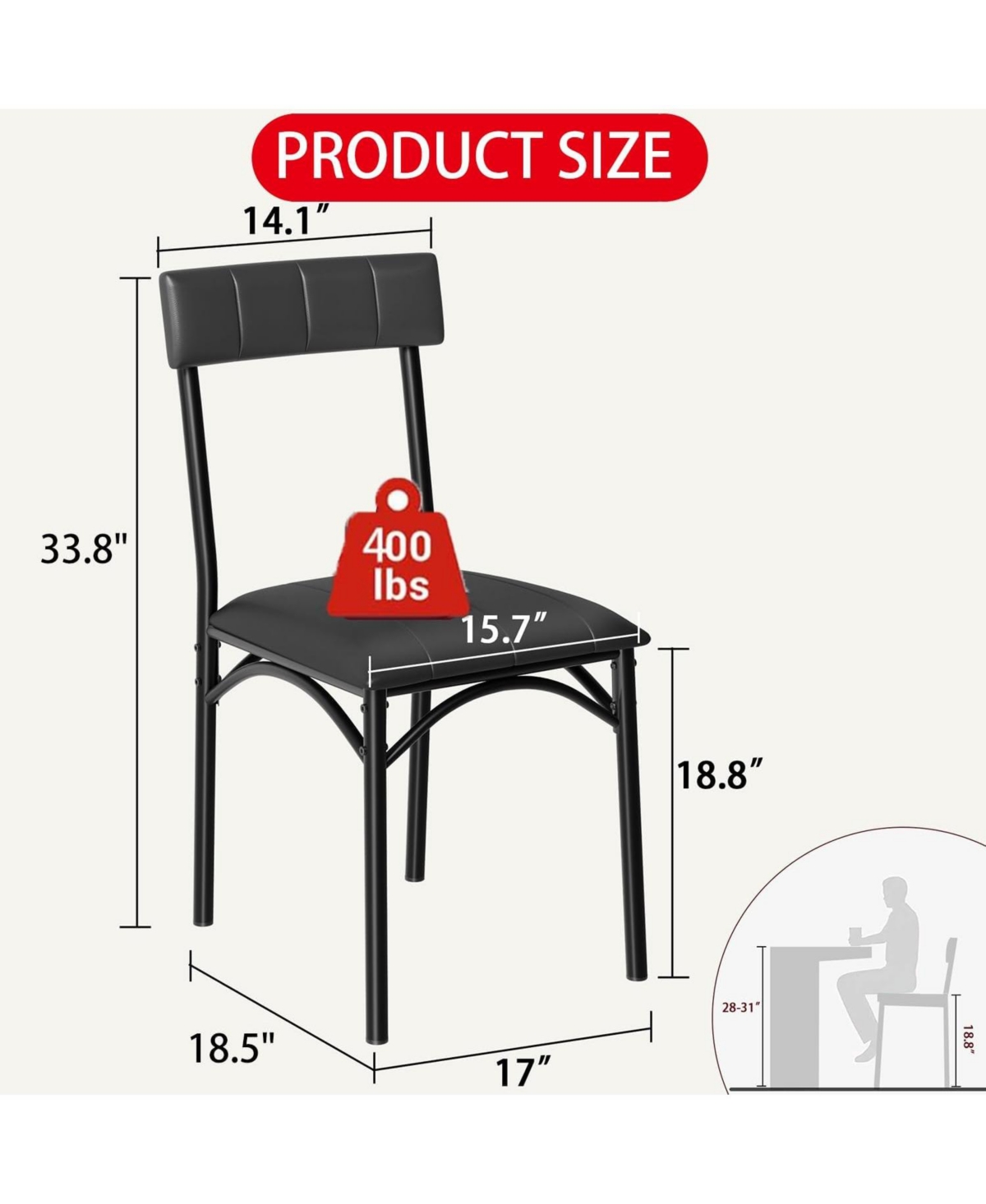Gaomon Kitchen Table Dining Chairs Set of 2 Upholstered Dining Chairs for Dining Room, Home Office, Living Room