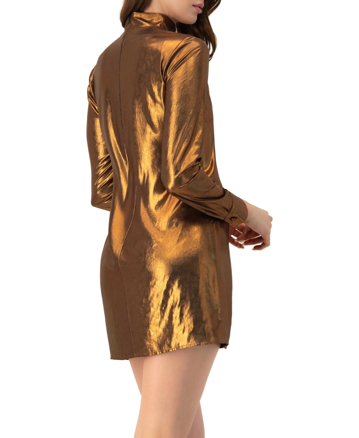 Ivonne Women's Short Satin Dress with Keyhole Neckline