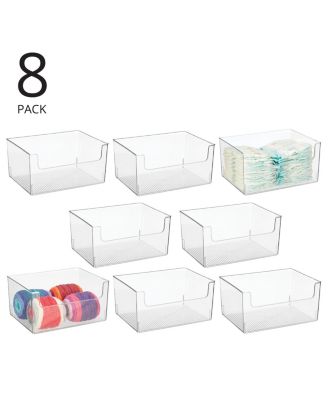 Household Plastic Storage Organizer Bin with Open Front - 8 Pack