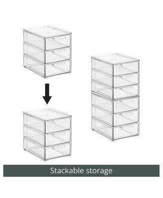 Plastic 3 Drawer Stackable Organizer for Bathroom Storage,4 Pack