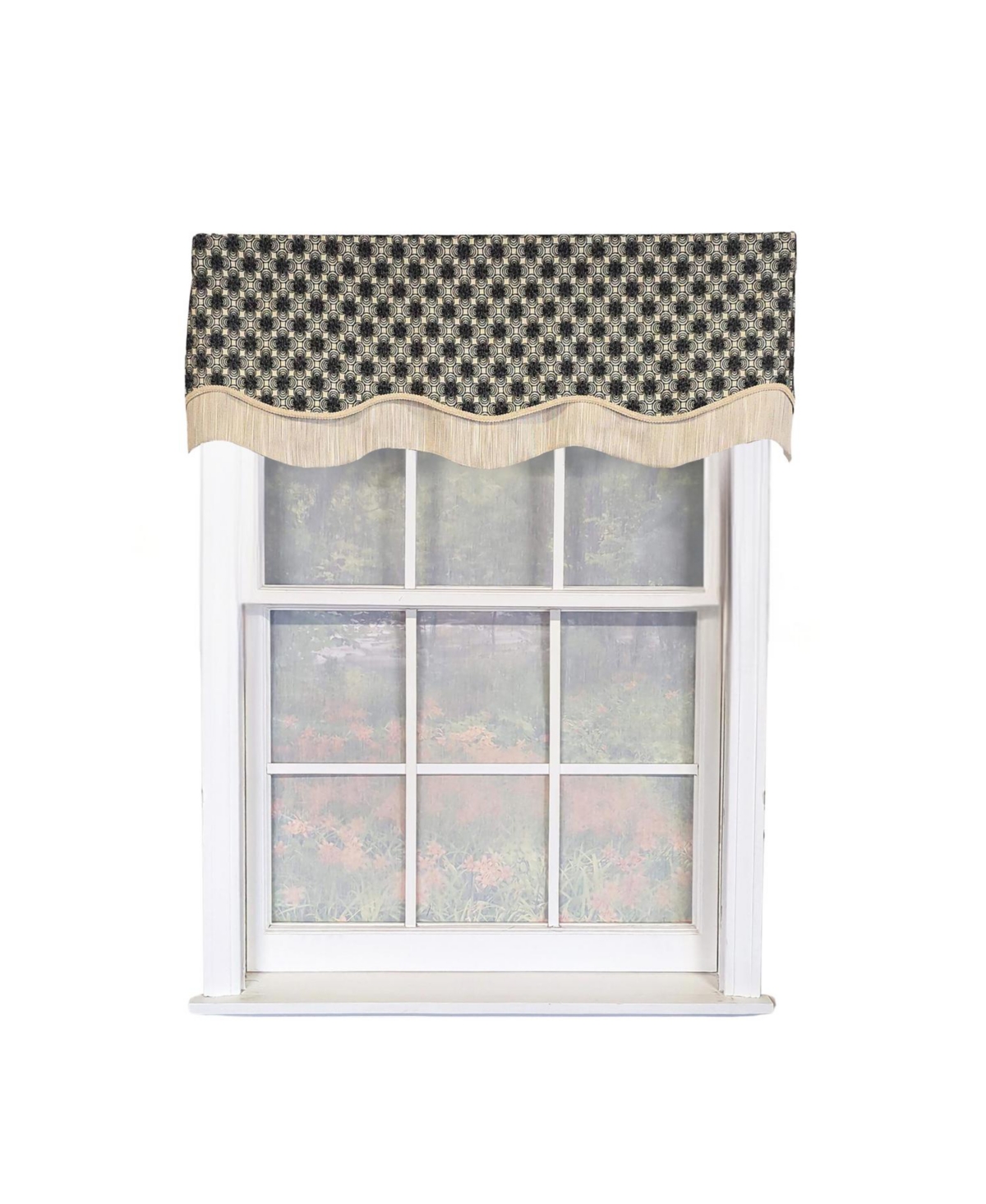 Rlf Home Virtue Glory 100% Cotton Rod Pocket Lined Window Valance 50" x 16" Black