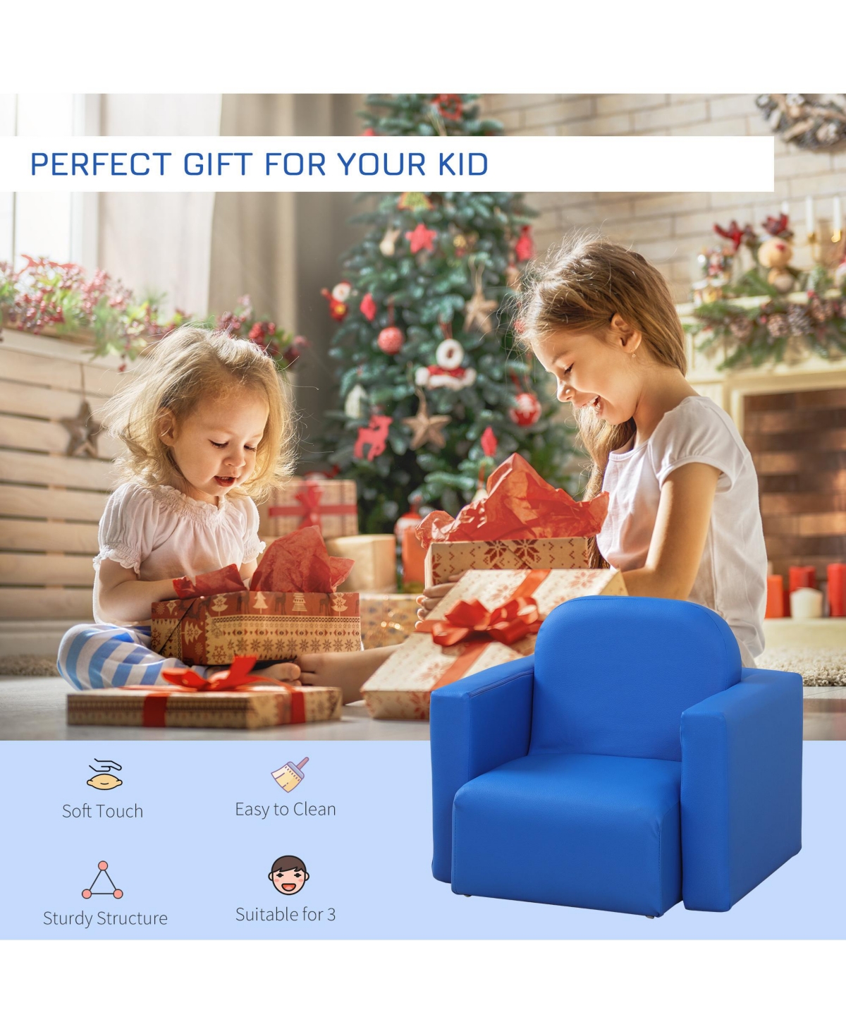 Qaba 2-in-1 Kids Table & Sofa Chair Set Toddler Seat Armchair Desk Children