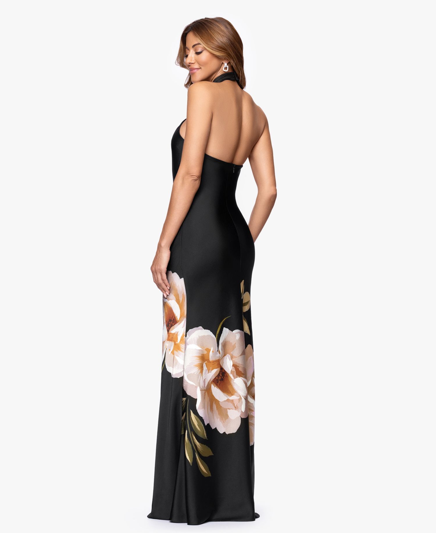 Women's Printed Halter Neck Gown