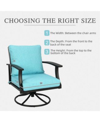 Outdoor Deep Seat Cushion Set, Waterproof Patio Furniture Cushions with Adjustable Straps & Removable Cover, Set of 2