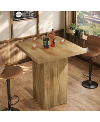 Square Bar Table, 39.4" H Industrial High Top Bistro Pub Cocktail Table, Small Counter Height Dining Table