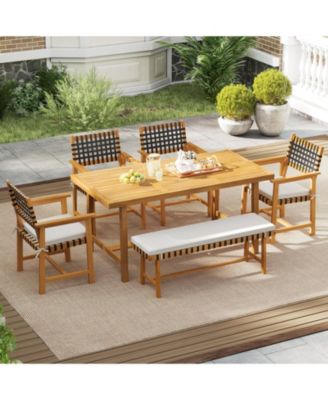 2-Piece Wooden Dining Chairs for Patio with Armrests